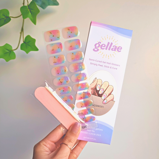 Gellae Kenough Rainbow Sparkle Barbie Version DIY Semicured Gel Nail Sticker Wrap Kit