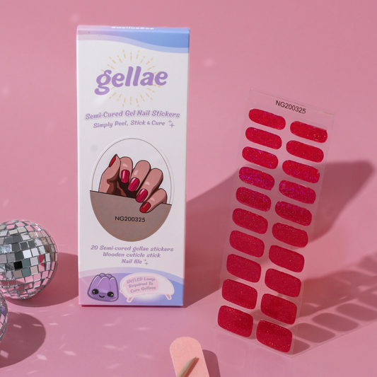 Gellae Magenta Aurora Holographic DIY Semicured Gel Nail Sticker Kit