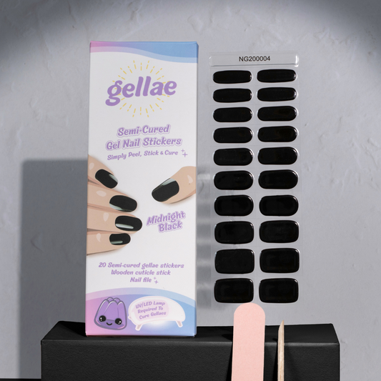Gellae Midnight Black DIY Semicured Gel Nail Stickers