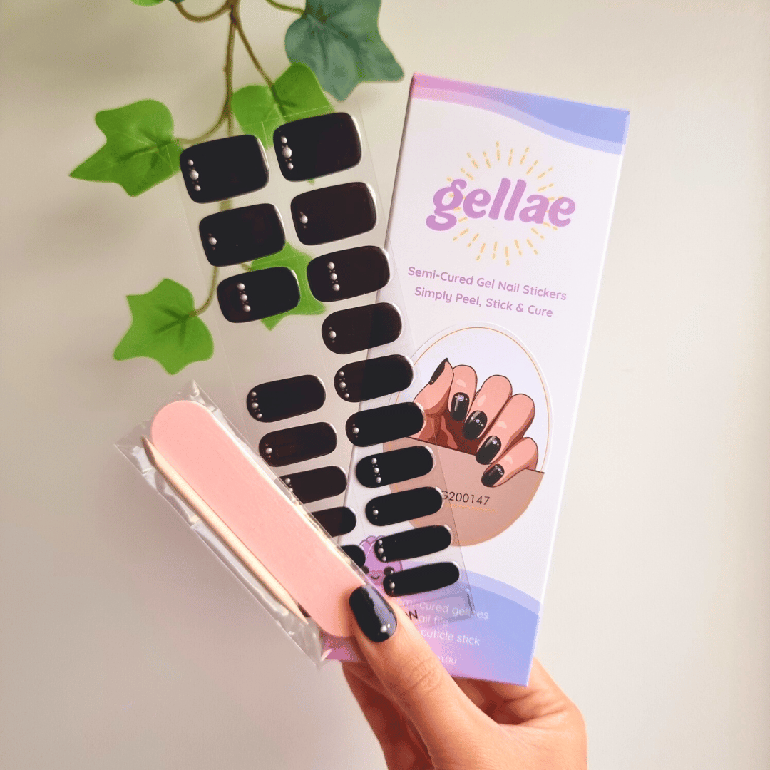 Gellae Midnight Glamour DIY Semicured Gel Nail Sticker Wrap Kit