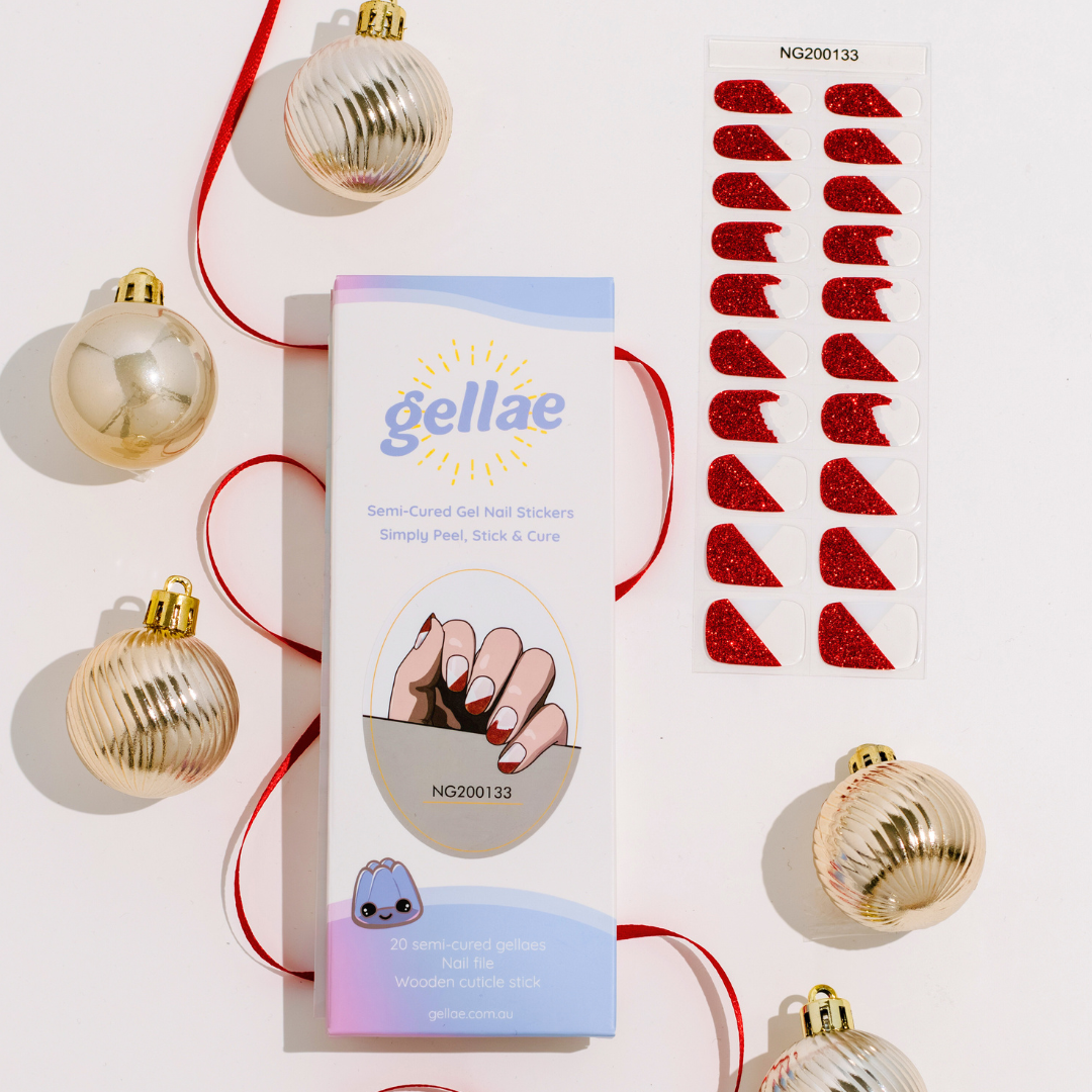 Gellae Santa Baby Sparkle Hats DIY Semicured Gel Nail Sticker Kit (Christmas Limited Edition)