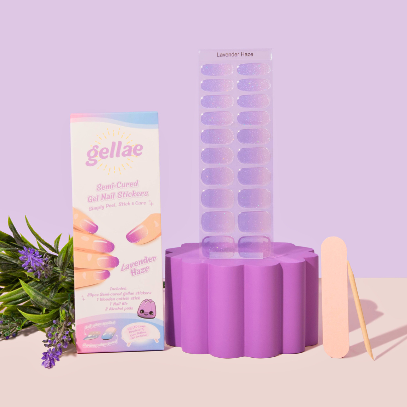 Gellae Lavender Haze Shimmer DIY Semicured Gel Nail Sticker Kit (LIMITED EDITION)