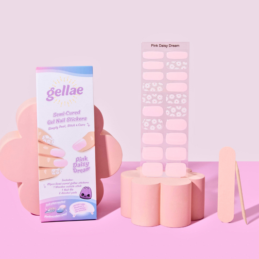 Gellae Pink Daisy Dream DIY Semicured Gel Nail Sticker Kit (LIMITED EDITION)