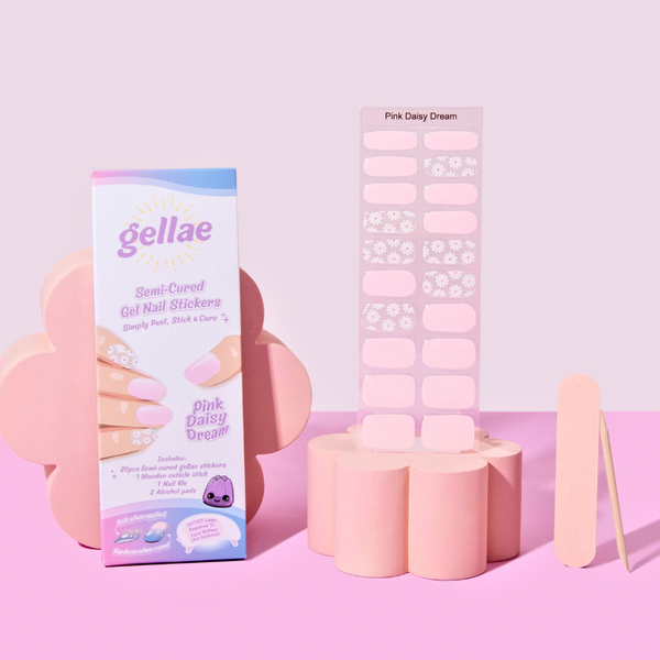 Pink Daisy Dream DIY Semicured Gel Nail Sticker Kit Gellae Gellae