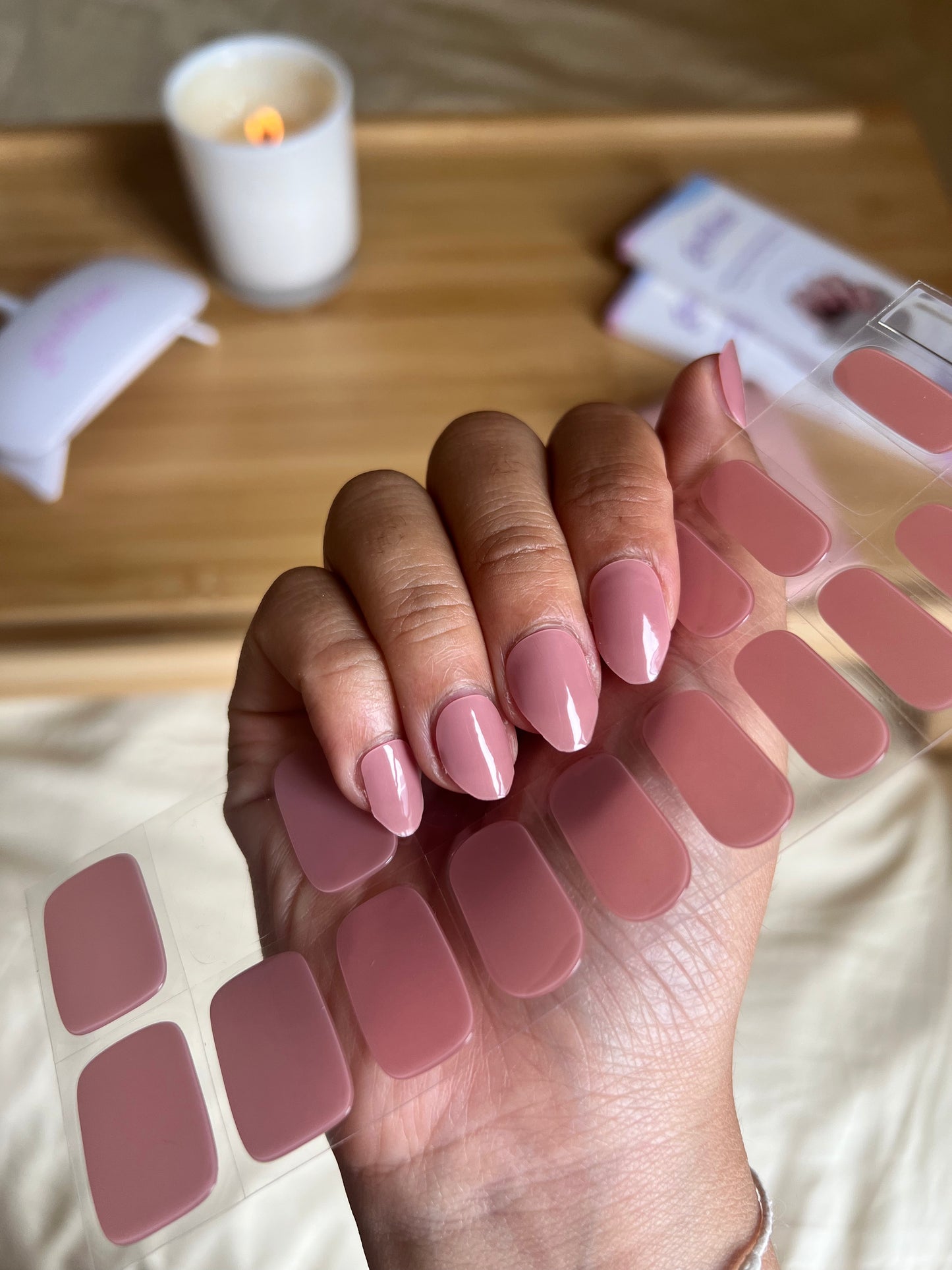 NEW Dusty Rose Latte DIY Semicured Gel Nail Sticker Kit