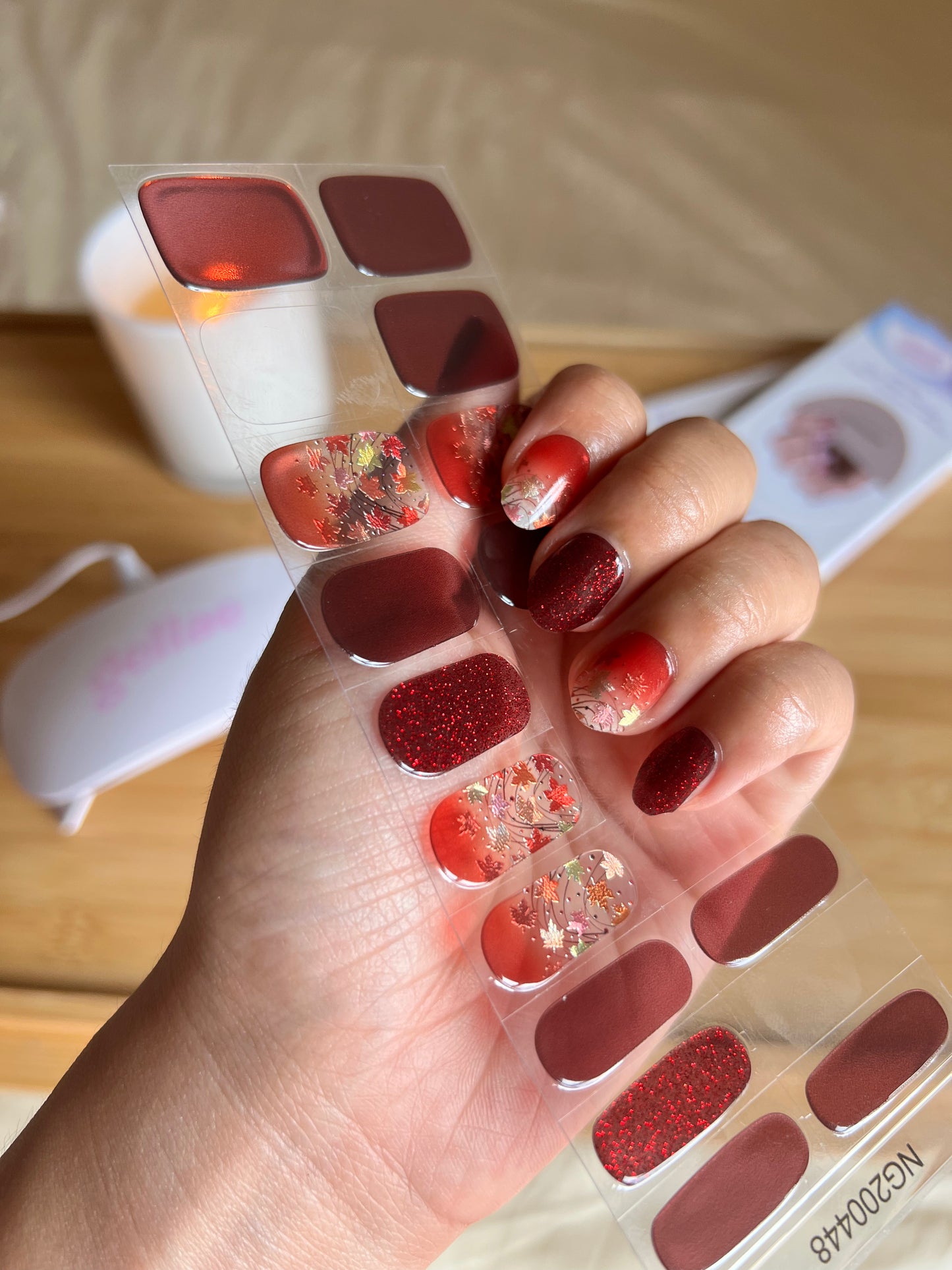 NEW Amber Autumn Fire DIY Semicured Gel Nail Sticker Kit