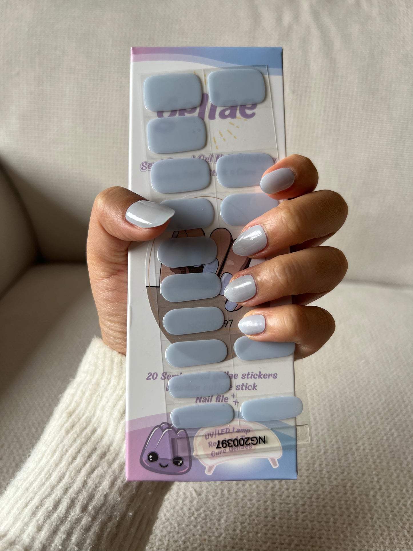 Pastel Cloudy Blue DIY Semicured Gel Nail Sticker Kit