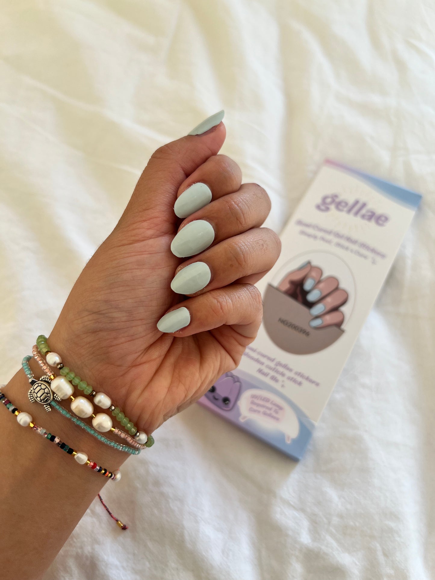 Pastel Mint Green DIY Semicured Gel Nail Sticker Kit