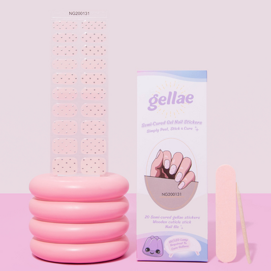 Gellae DIY Metallic Pink Polka-Dot DIY Semicured Gel Nail Sticker Kit