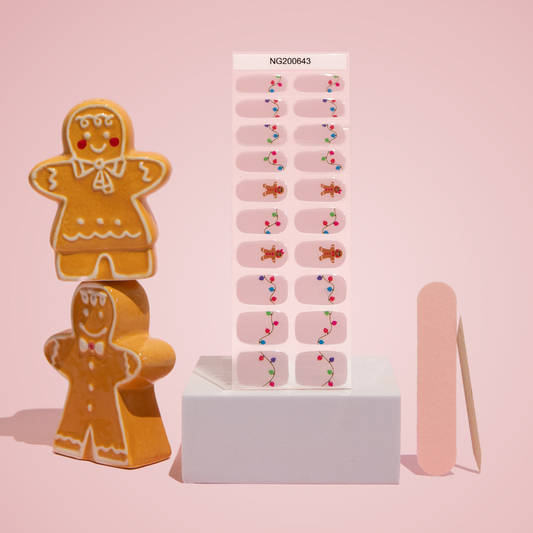 NEW Festive Gingerbread Fairy Lights DIY Semicured Gel Nail Sticker Kit (Christmas Limited Edition)