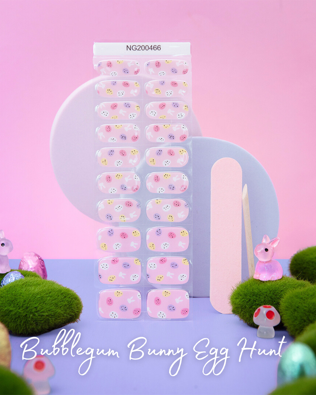 NEW Bubblegum Bunny Egg Hunt DIY Semicured Gel Nail Sticker Kit