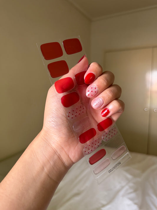 NEW Cherry Twinkle Polka Dot DIY Semicured Gel Nail Sticker Kit