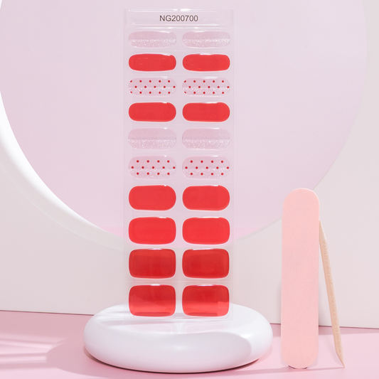 NEW Cherry Twinkle Polka Dot DIY Semicured Gel Nail Sticker Kit