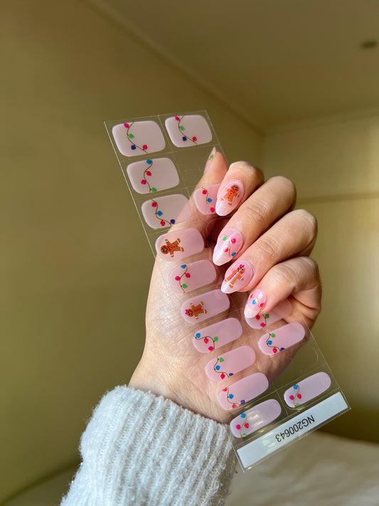 NEW Festive Gingerbread Fairy Lights DIY Semicured Gel Nail Sticker Kit (Christmas Limited Edition)