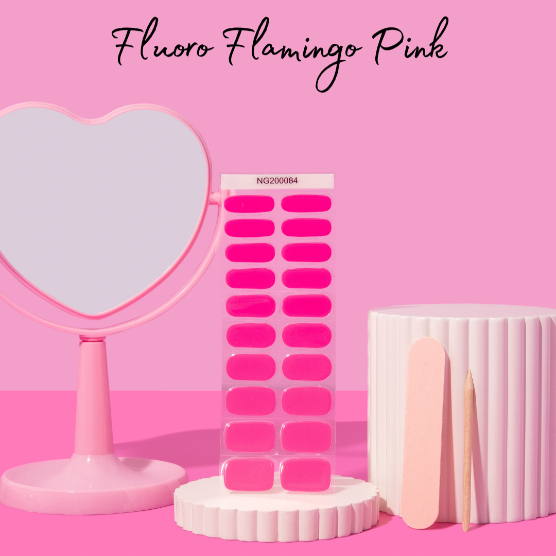 NEW Fluoro Flamingo Pink DIY Semicured Gel Nail Sticker Kit
