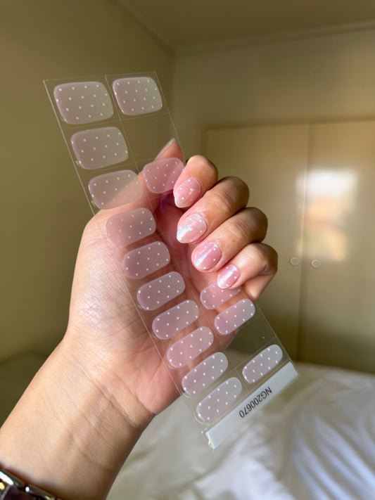 NEW Frosted Pink Polka DIY Semicured Gel Nail Sticker Kit