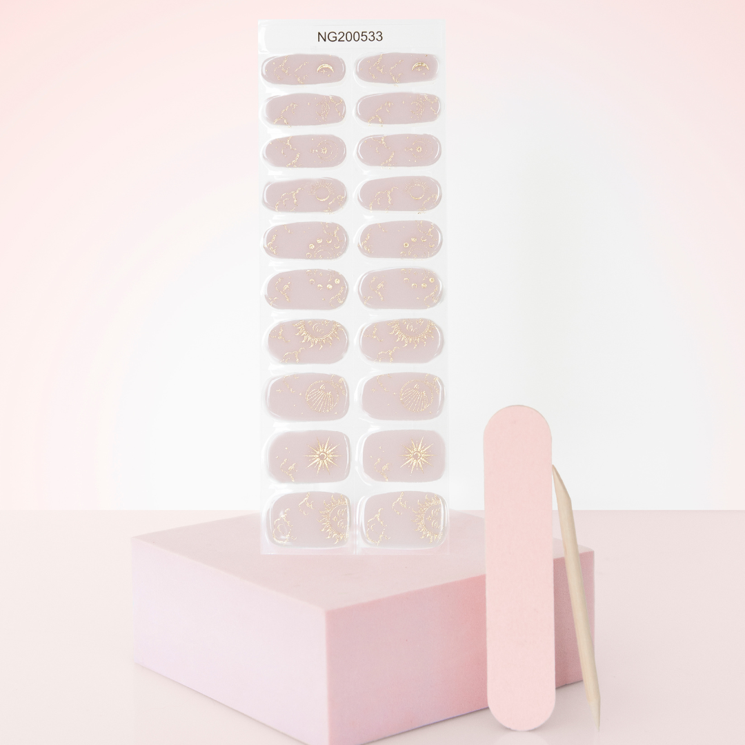 NEW Golden Celestial Nude DIY Semicured Gel Nail Sticker Kit