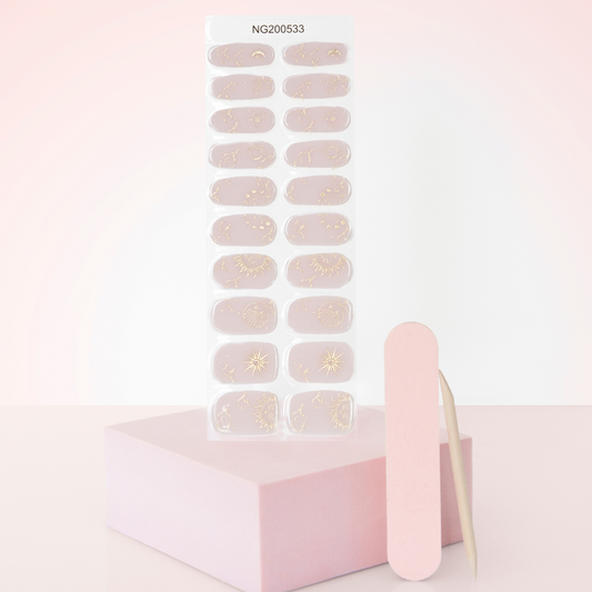 NEW Golden Celestial Nude DIY Semicured Gel Nail Sticker Kit