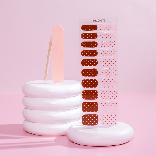 NEW Merlot Sweetheart Polka Dot DIY Semicured Gel Nail Sticker Kit