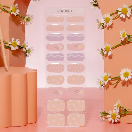NEW Pastel Daisy Lane DIY Semicured Gel Nail Sticker Kit