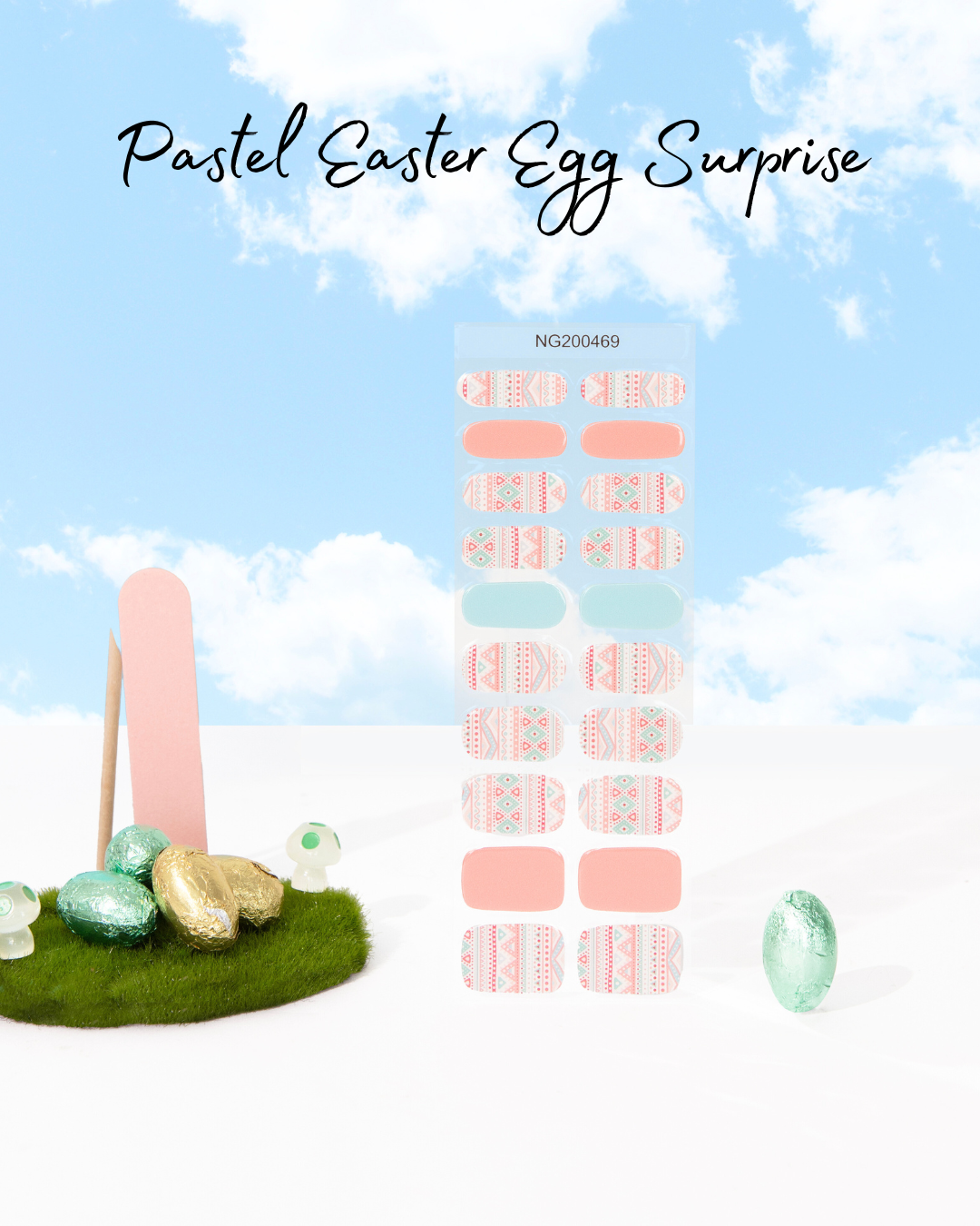 NEW Pastel Easter Egg Surprise DIY Semicured Gel Nail Sticker Kit