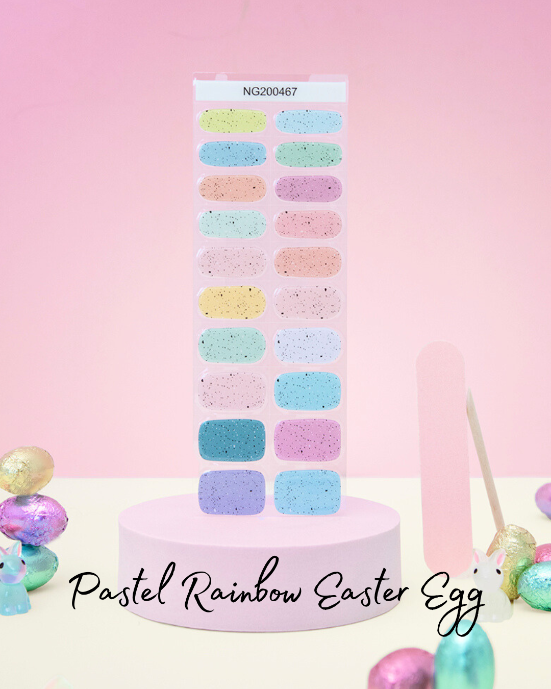 NEW Pastel Rainbow Easter Egg DIY Semicured Gel Nail Sticker Kit