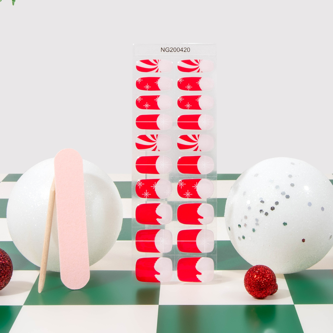 NEW Peppermint Candy Cane Tip DIY Semicured Gel Nail Sticker Kit (Christmas Limited Edition)