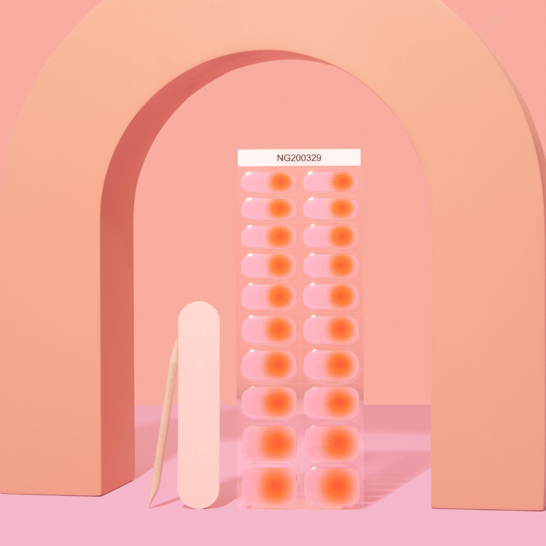 NEW Pink Orange Aura DIY Semicured Gel Nail Sticker Kit