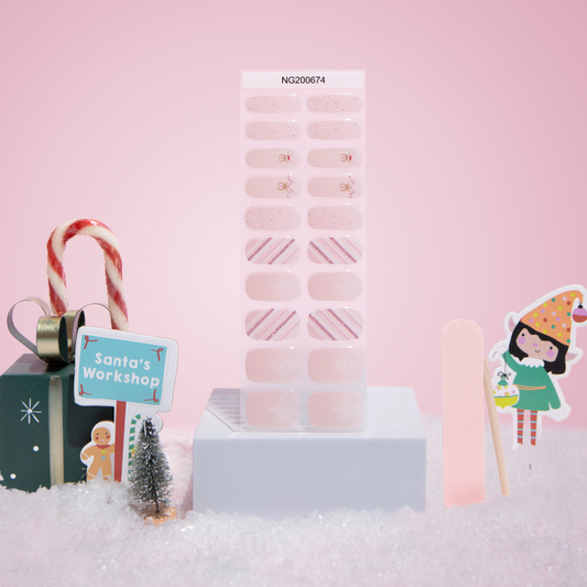 NEW Pink Reindeer Blitz DIY Semicured Gel Nail Sticker Kit (Christmas Limited Edition)