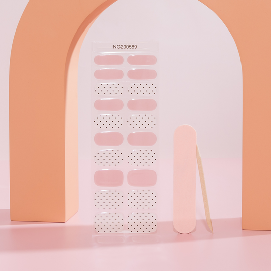 NEW Rosy Apricot Polka DIY Semicured Gel Nail Sticker Kit