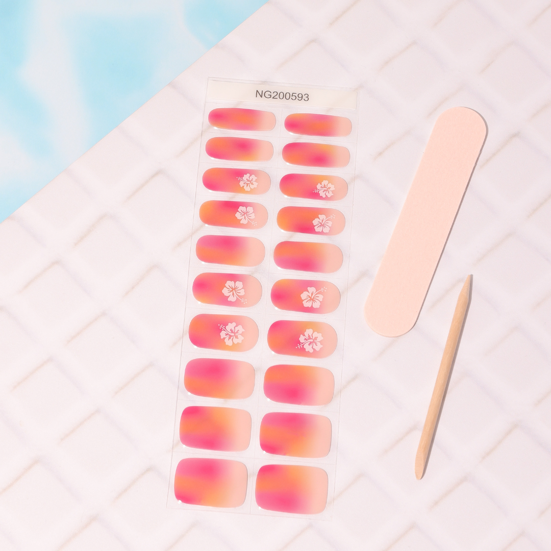 NEW Tropical Hibiscus Ombre DIY Semicured Gel Nail Sticker Kit