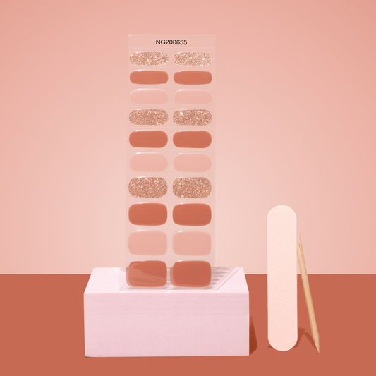 NEW Warm Copper Glow DIY Semicured Gel Nail Sticker Kit
