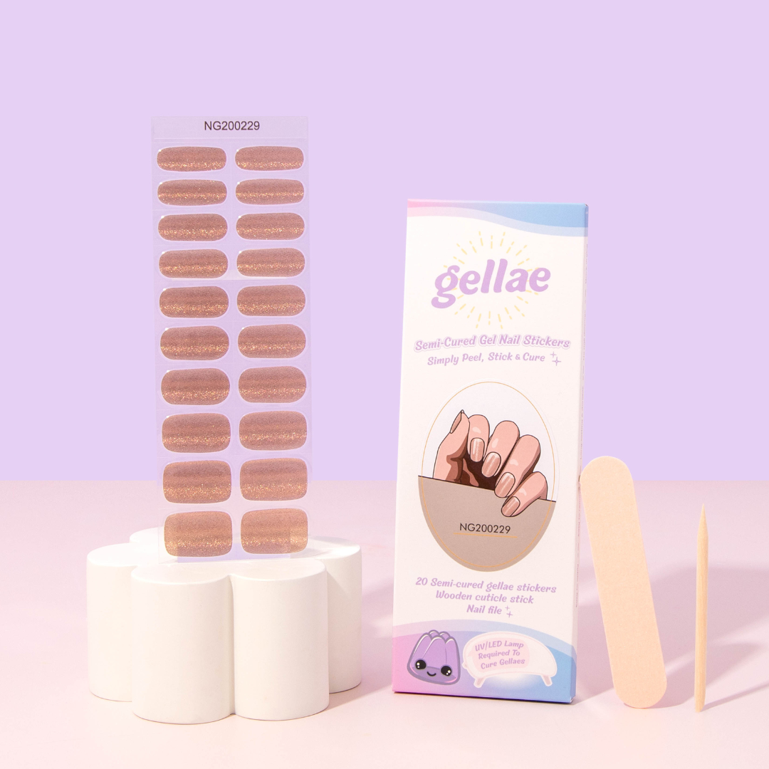 Gellae Caramel Mia Shimmer DIY Semicured Gel Nail Sticker Kit