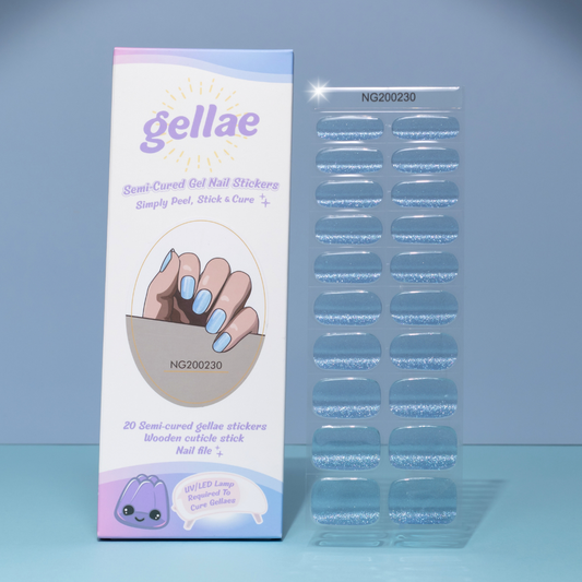 Ocean Blue Sparkles DIY Semicured Gel Nail Sticker Kit