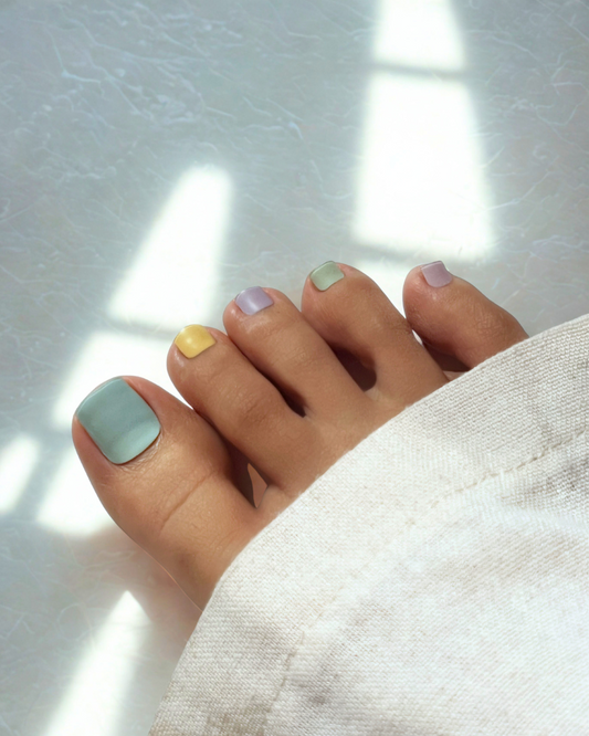 (PEDI/TOES) Pastel Rainbow Semicured Gel Nail Sticker Kit
