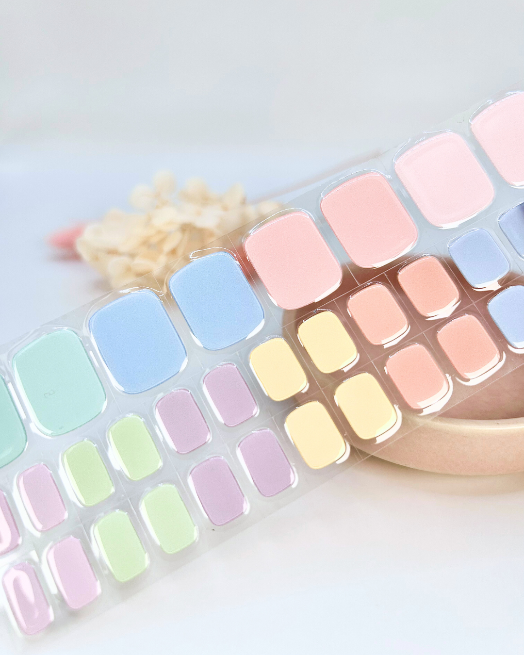 (PEDI/TOES) Pastel Rainbow Semicured Gel Nail Sticker Kit
