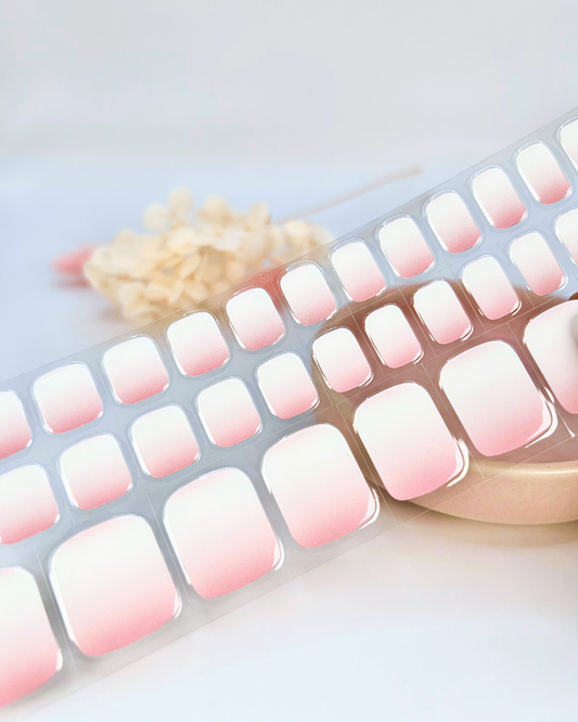 (PEDI/TOES) Soft Pink Ombre Semicured Gel Nail Sticker Kit