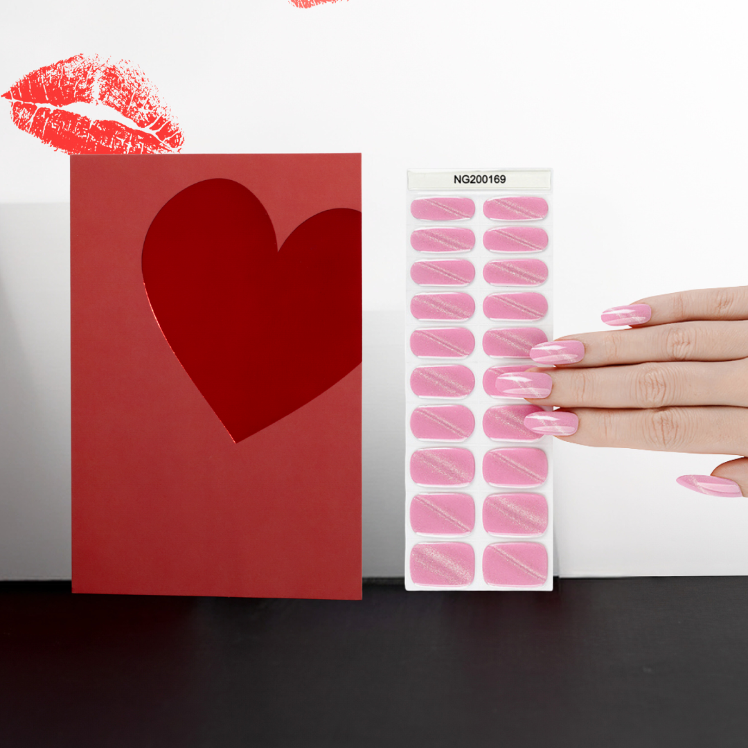 Pink Shimmer Love Potion Gellae DIY Semicured Gel Nail Sticker Kit (VALENTINE LIMITED EDITION)