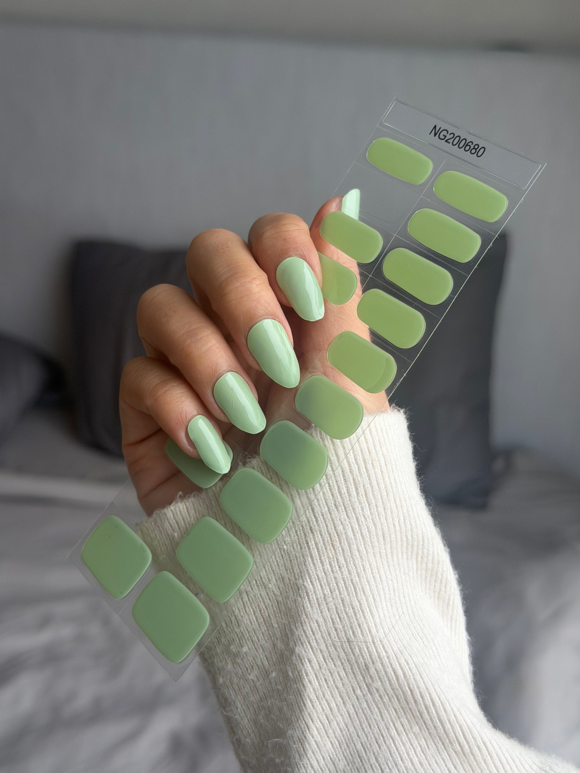 NEW Pistachio Matcha Cream DIY Semicured Gel Nail Sticker Kit