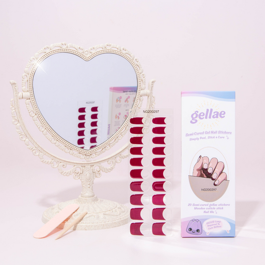 Gellae DIY Red Wine French Tip DIY Semicured Gel Nail Sticker Kit