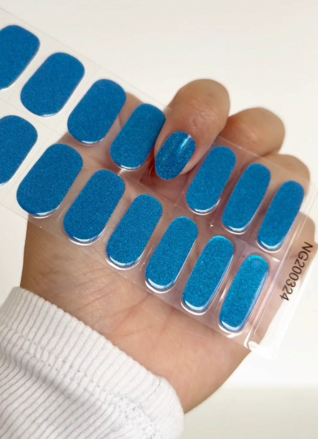 Ocean Blue Aurora Holographic DIY Semicured Gel Nail Sticker Kit