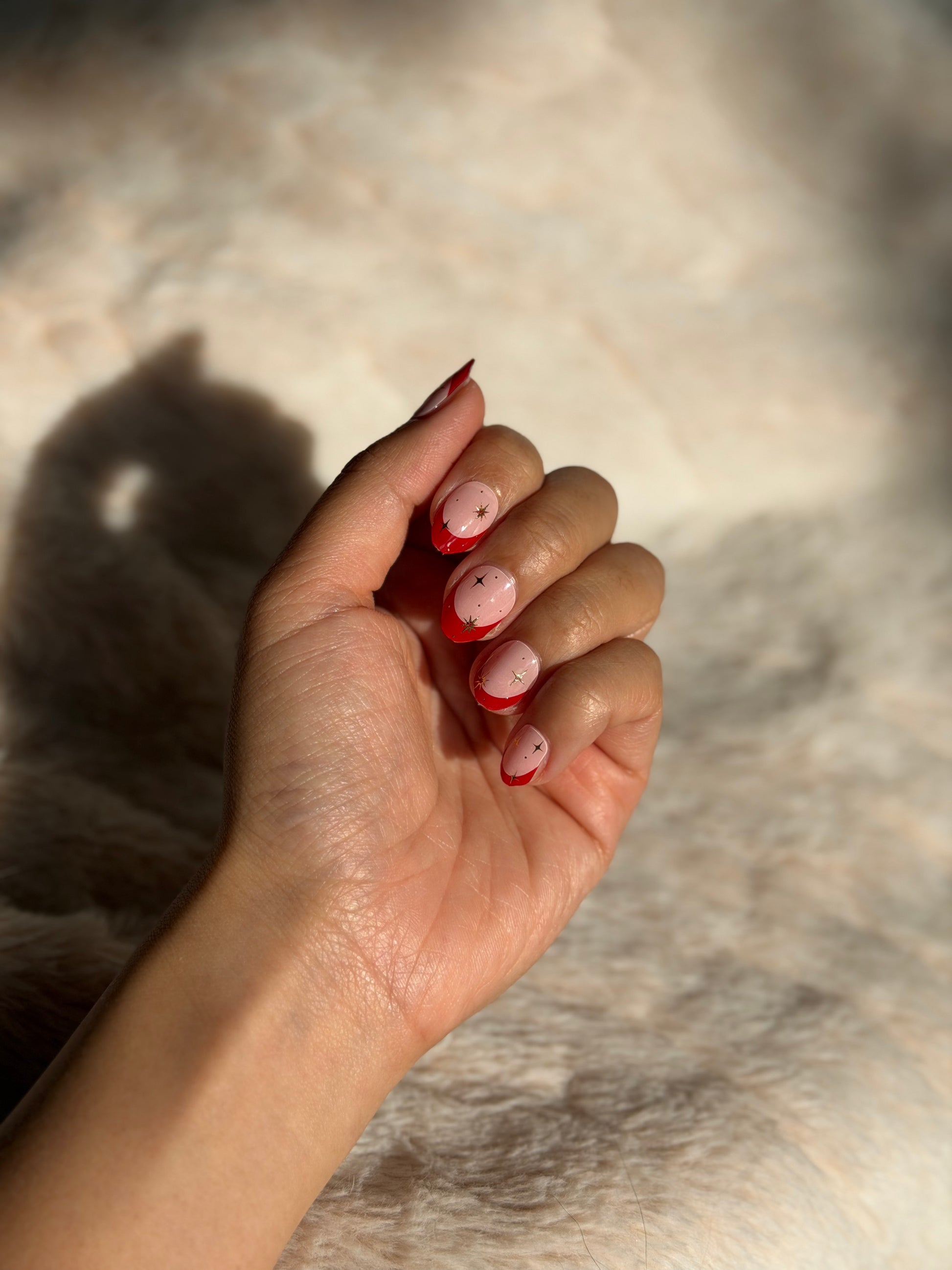 NEW Sparkling Scarlet French Tip DIY Semicured Gel Nail Sticker Kit