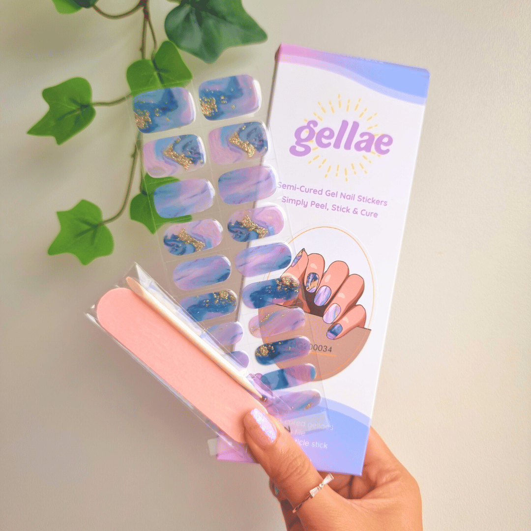 Gellae Azure Blue Waves DIY Semicured Gel Nail Sticker Wrap Kit