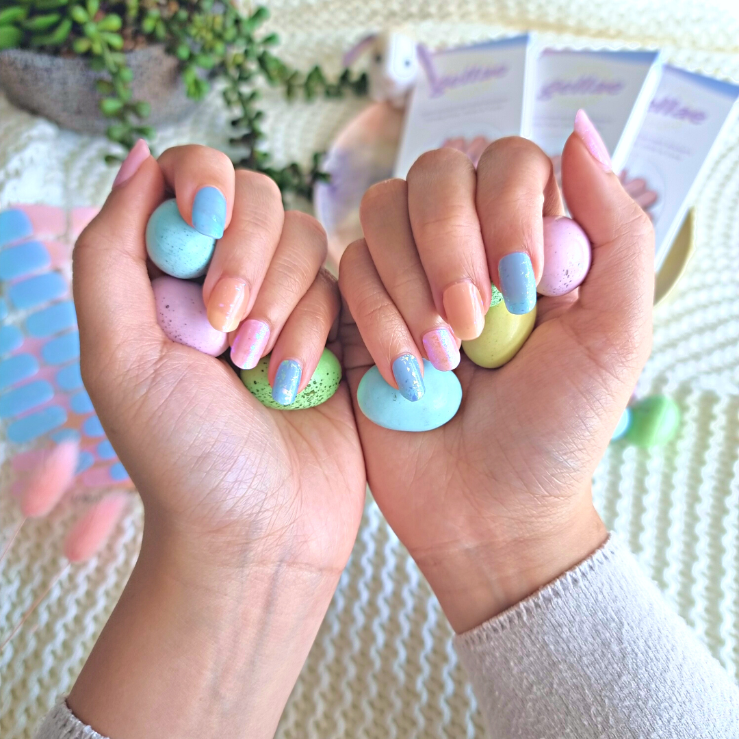 Blue Butterfly Speckles Easter Gellae Gel Nail Sticker Wrap Kit