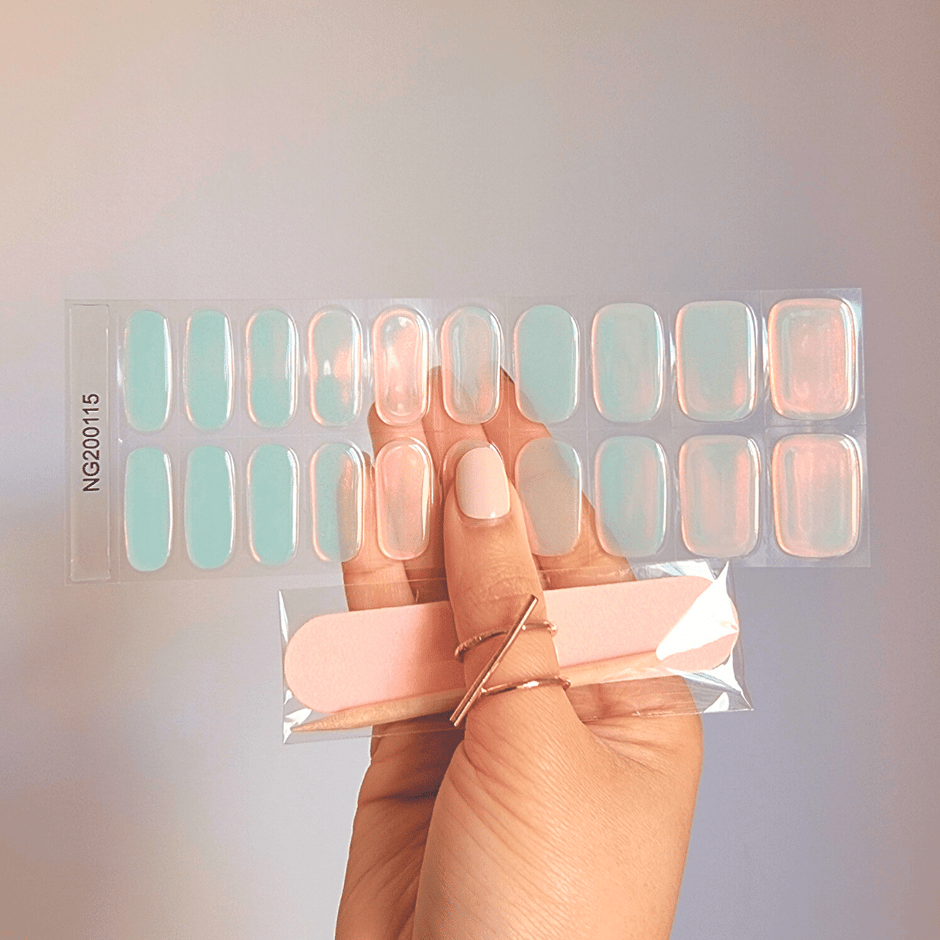 Aqua Pink (Pearlescent) DIY Semicured Gel Nail Sticker Kit