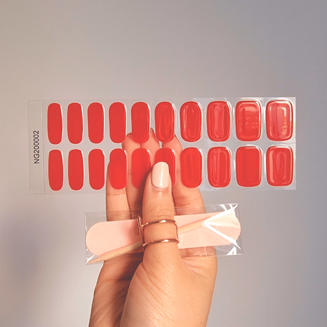 Gellae Candy Apple Red DIY Semicured Gel Nail Sticker Wrap Kit 