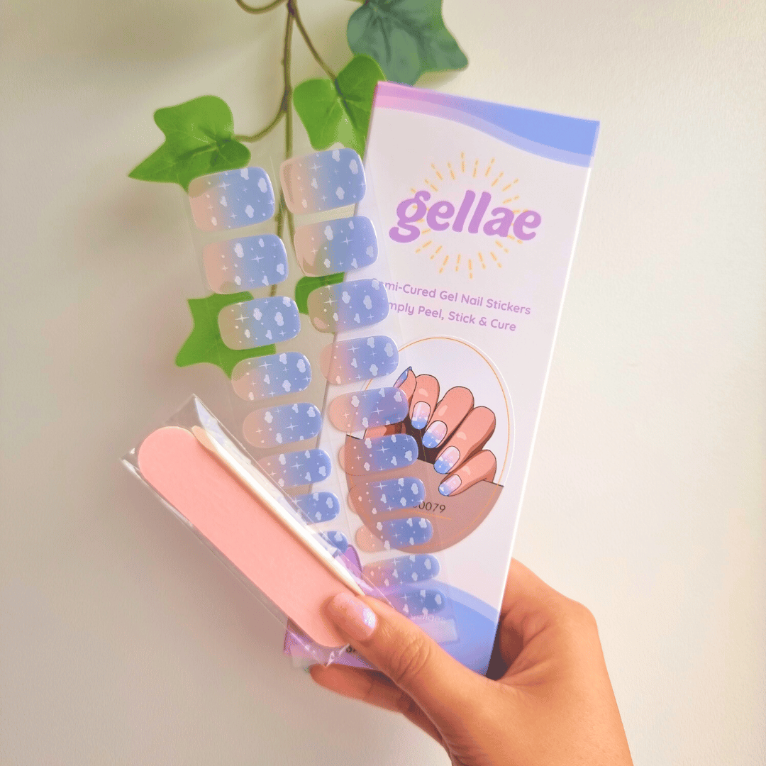 Cloudy Daydream DIY Semicured Gel Nail Sticker Kit Gellae Gellae