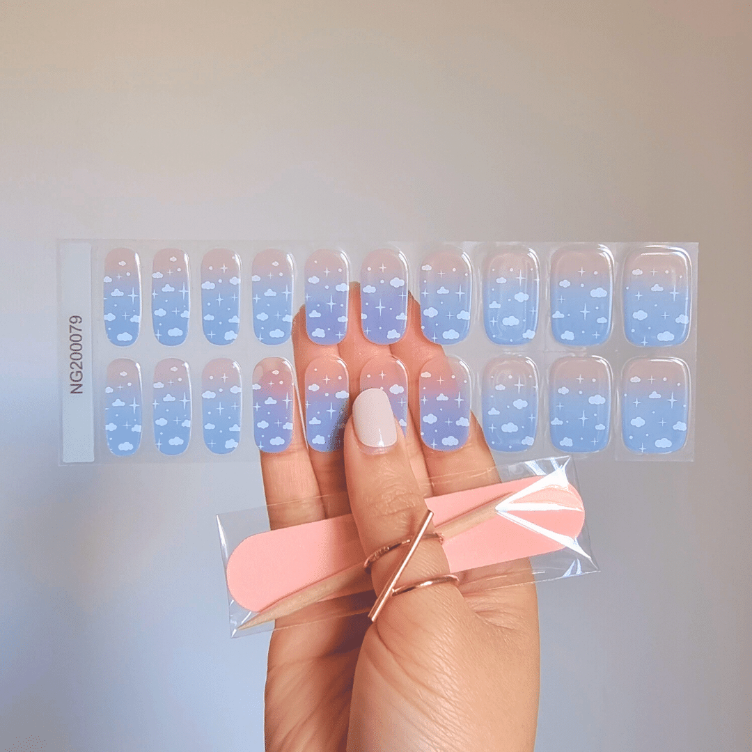 Gellae Cloudy Daydream DIY Semicured Gel Nail Sticker Wrap Kit 5