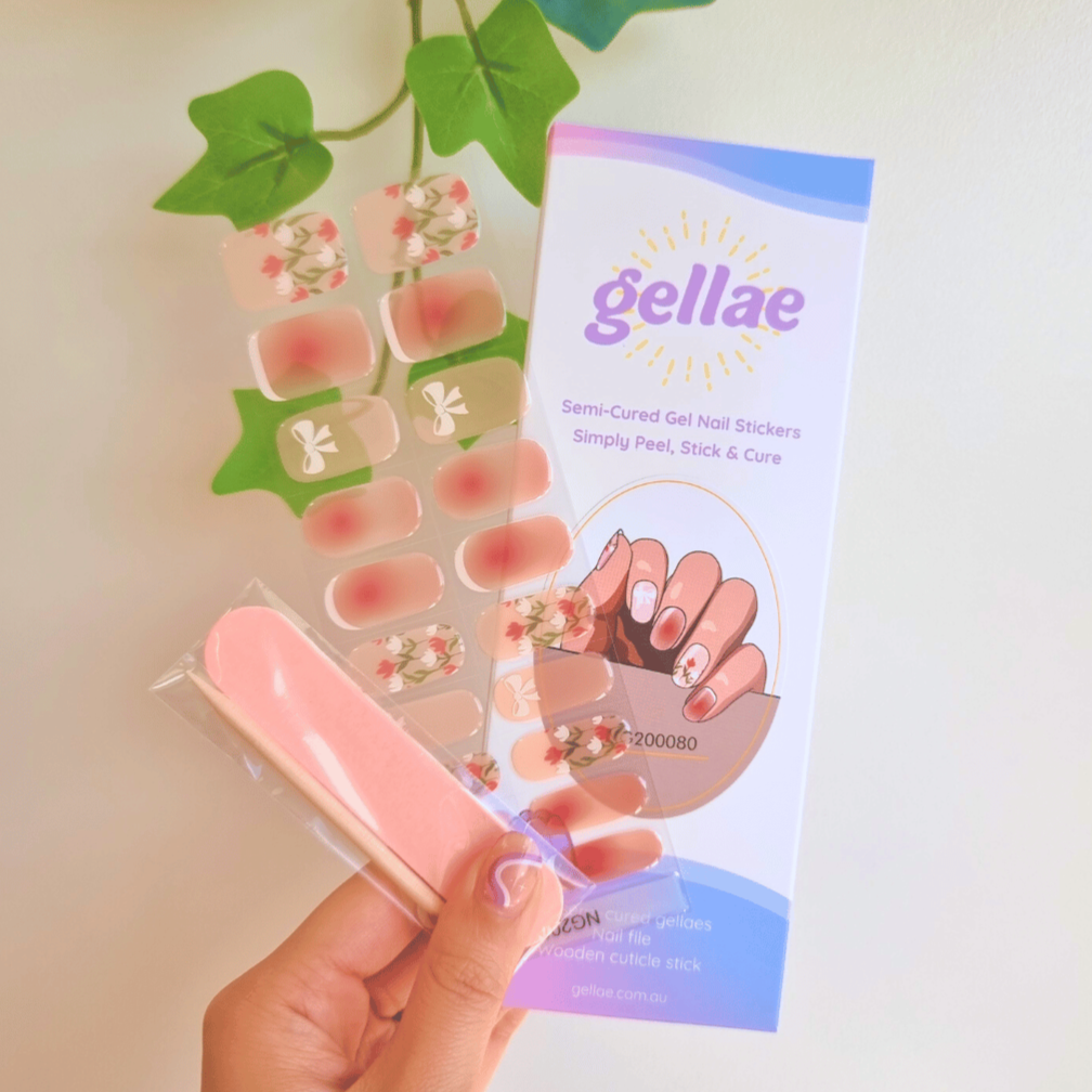 Gellae Cottage Blooms DIY Semicured Gel Nail Sticker Wrap Kit 