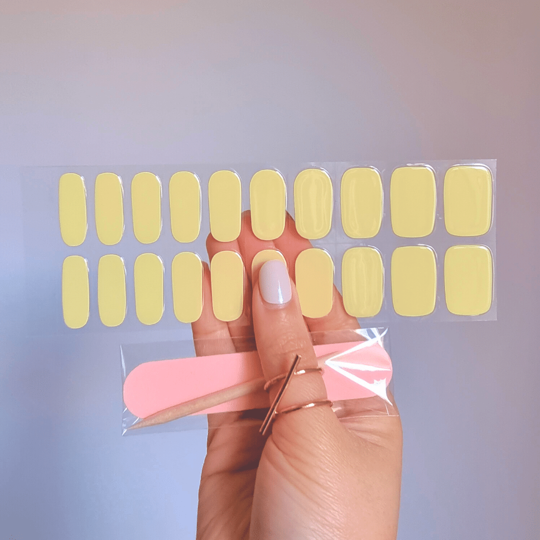 Gellae Pastel Yellow DIY Semicured Gel Nail Sticker Wrap Kit 